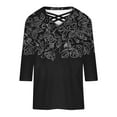 thumbnail image 5 of CYMMPU Loose Fit V Neck Blouses for Women Dressy Casual Tunic Tops Fall Trendy Shirts Spring Tops Floral Printed 3/4 Sleeve Business Elegant Work Tops T-Shirts S, 5 of 5