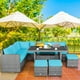 Costway 7 PCS Patio Rattan Dining Set Sectional Sofa Couch Ottoman Garden  Turquoise - image 3 of 10