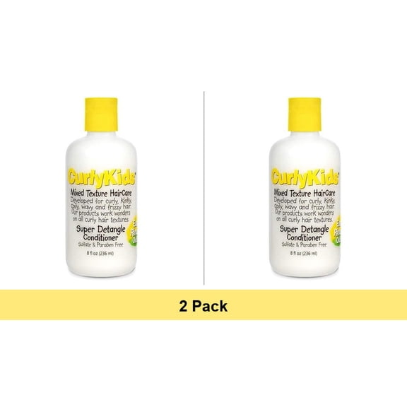 CurlyKids Mixed Hair HairCare Super Detangling Conditioner, 8 fl oz Squeeze Bottle - 2 Pack