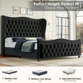 thumbnail image 5 of Homfa Queen Size Upholstered Bed, Modern Velvet Tufted Platform Bed with Wingback Headboard, Black, 5 of 11
