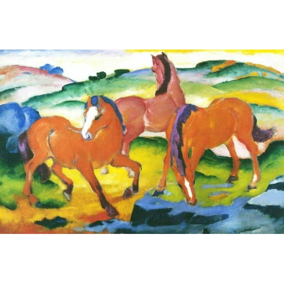 Grazing Horses 4-Marc - CANVAS OR FINE PRINT WALL ART