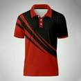 thumbnail image 5 of Mens Tshirts Golf Color Block Comfortable Casual Short Sleeve Polo Shirts Soft Breathable Fit Button Up Collared Men Shirts Red XXXL, 5 of 7