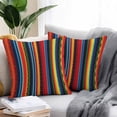 thumbnail image 2 of Throw Pillow Covers 26x26 Inch Set of 2, Rainbow Stripe Waterproof Outdoor Pillow Covers, Boho Minimalist Geometric Line Decorative Cushion Pillowcases for Couch, Sofa, Bed, Garden, Patio, 2 of 9
