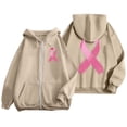 thumbnail image 4 of Womens Zip Up Hoodie Pullover Cancer Awareness Ribbon Long Sleeve Pocket Front Comfortable Soft Cozy Casual Sweatshirt for Everyday Wear, 4 of 6