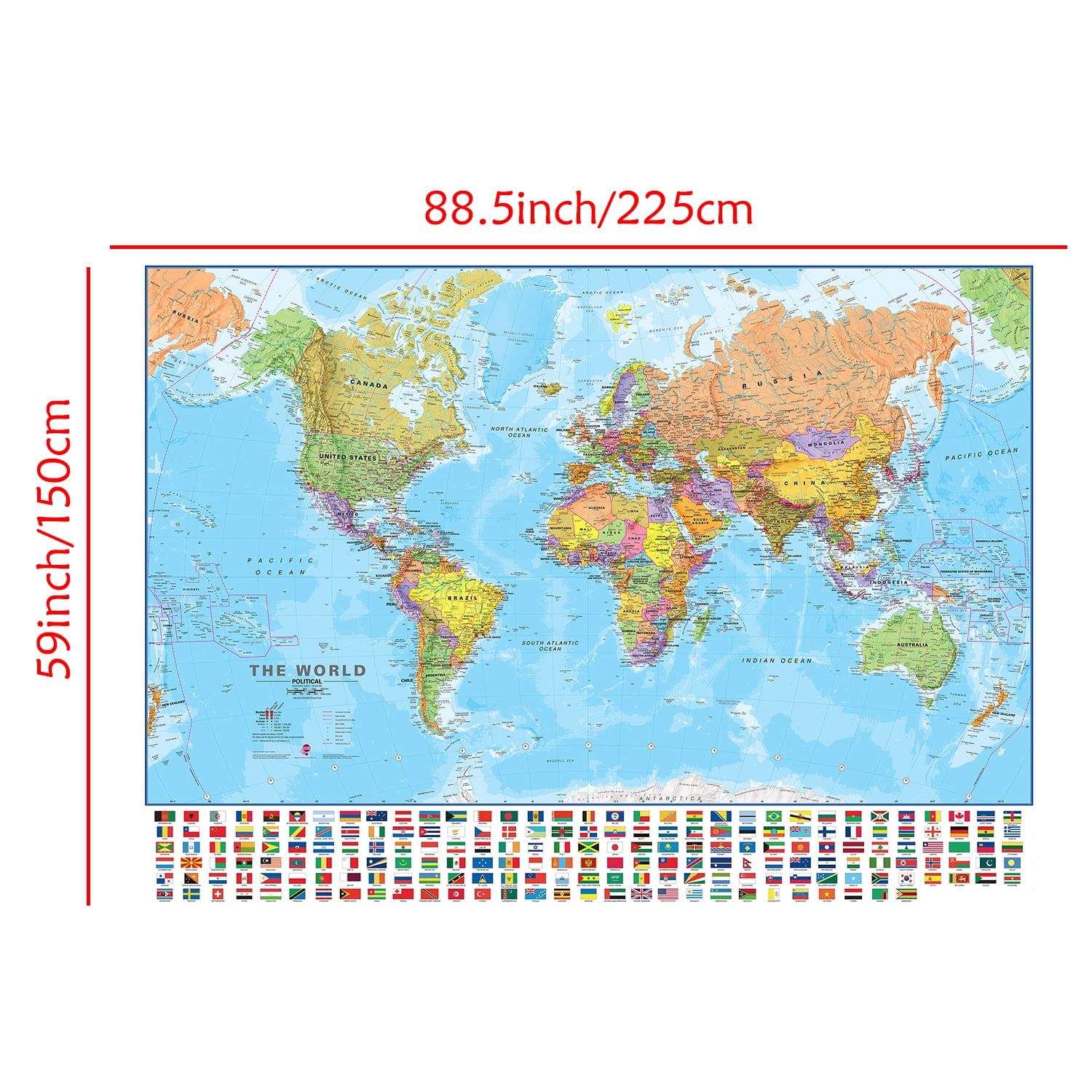 WORLD MAP FLAGS AND FACTS MAP OF THE WORLD GPP51070  GIANT  POSTER 140cm x 100 