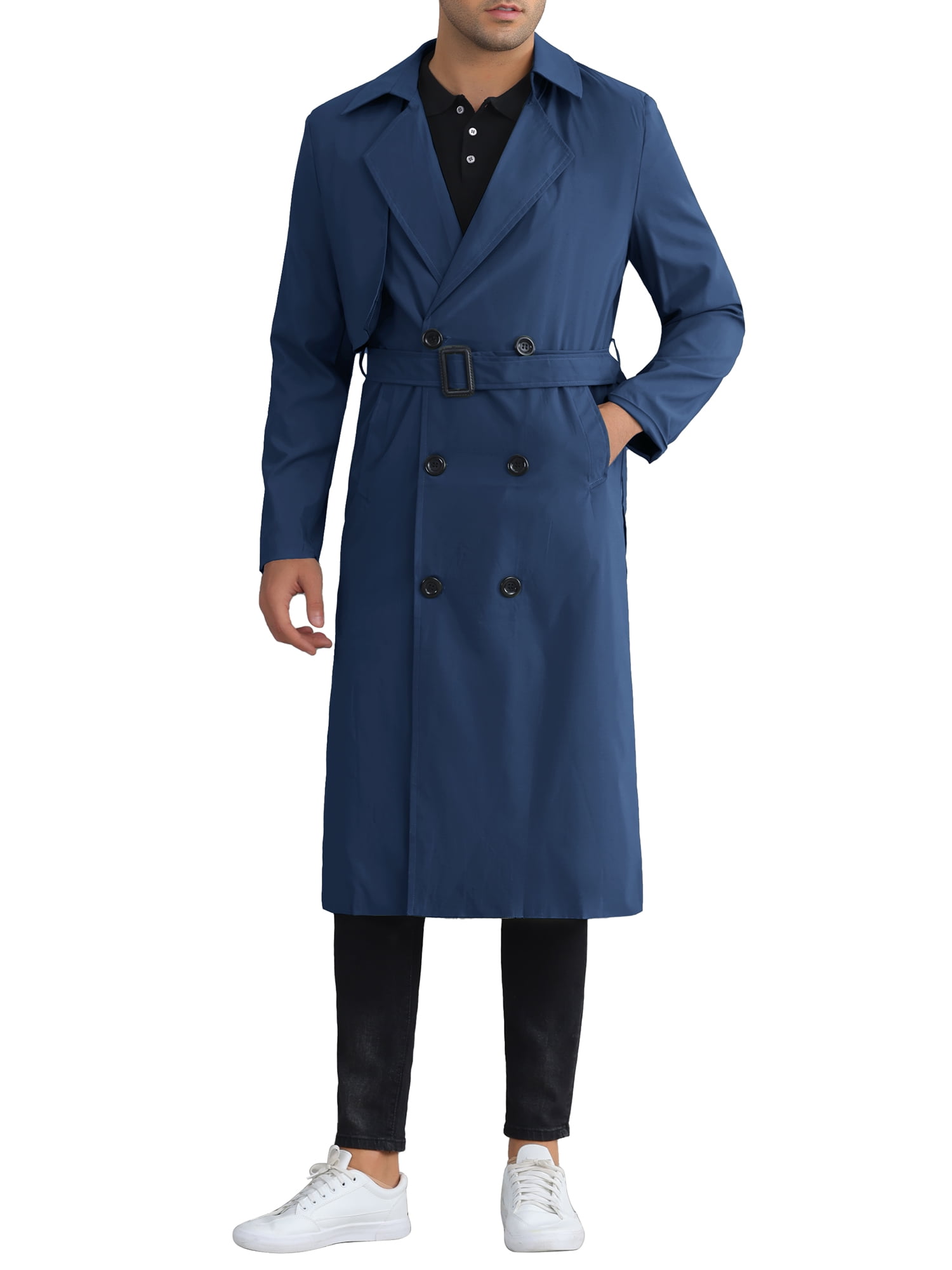 INSPIRE CHIC Trench Coat for Men's Double Breasted Long Winter