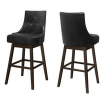 Monarch 29.25" Swivel Polyurethane Barstool in Black/Espresso (Set of 2)