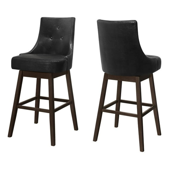 Monarch 29.25" Swivel Polyurethane Barstool in Black/Espresso (Set of 2)