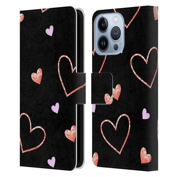Head Case Designs Officially Licensed Haroulita Patterns 2 Hearts Leather Book Wallet Case Cover Compatible with Apple iPhone 13 Pro