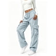 thumbnail image 2 of Cargo Pants for Women Military Pants Work Pants Construction Streetwear High Waisted Pants Wide Leg Gardening Pants Athletic Hiking Pants Baggy Jogging Casual Pants Baggy Pants, 2 of 4