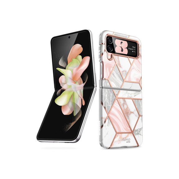 i-Blason Cosmo Series Case for Samsung Galaxy Z Flip 4 5G (2022), Slim Stylish Protective Bumper Case Without Built-in Screen Protector (Marble)