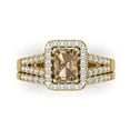 thumbnail image 2 of Clara Pucci 14K Yellow Gold 1.72 Simulated Champagne Engraveable Engagement Ring + Wedding Band Set, 2 of 7