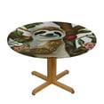 thumbnail image 3 of Sheronv Sloth Tree Branch Flowers Round Table Cover Stain Resistant Washable Indoor Outdoor Tablecloth Kitchen Dining Wedding Parties 100% Polyester Waterproof 54"-58, 3 of 8