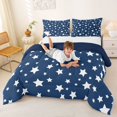 thumbnail image 3 of Manfei Dreamy Stars King Size Comforter Sets,Galaxy Theme Comforters King Size,Navy Blue White,Navy Blue Reversible,3-Piece,1 Comforter and 2 Pillowcases, 3 of 7
