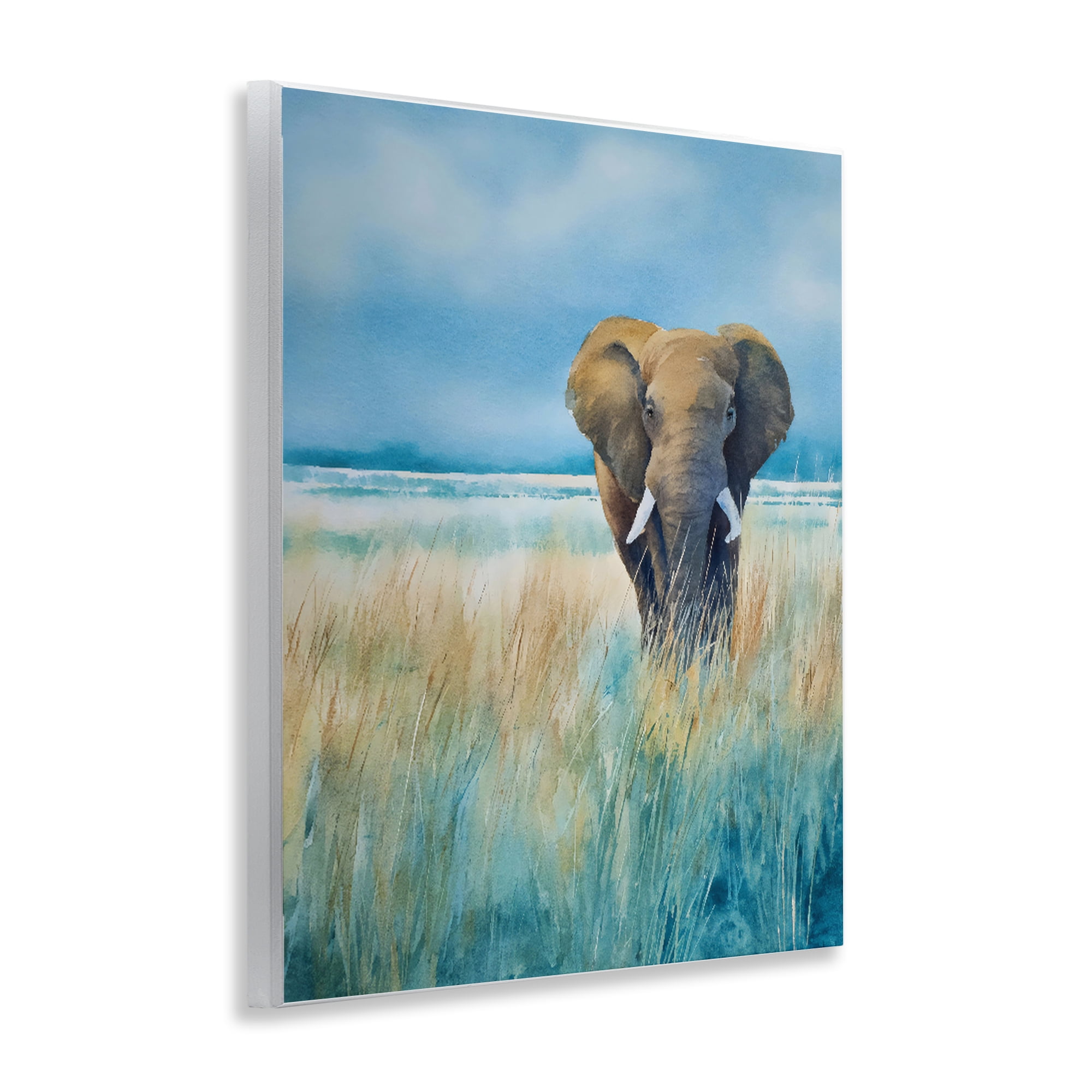 Stupell Industries Blue Grass Elephant Wall Plaque Art, design by Franklyn Gregory