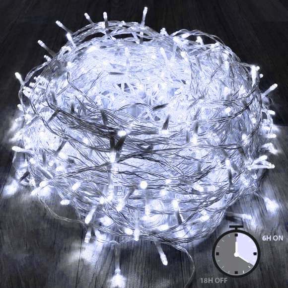 Cadena de luces navideñas KAQ, 115 pies, 300 LED, color blanco frío
