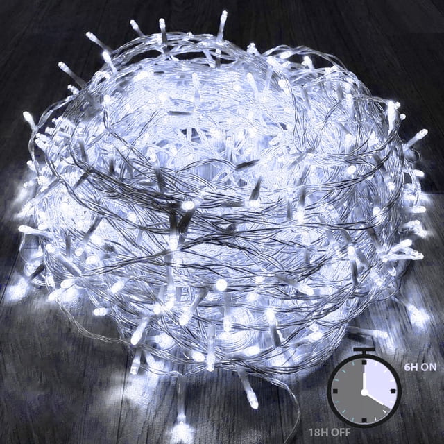 Cadena de luces navideñas KAQ, 115 pies, 300 LED, color blanco frío