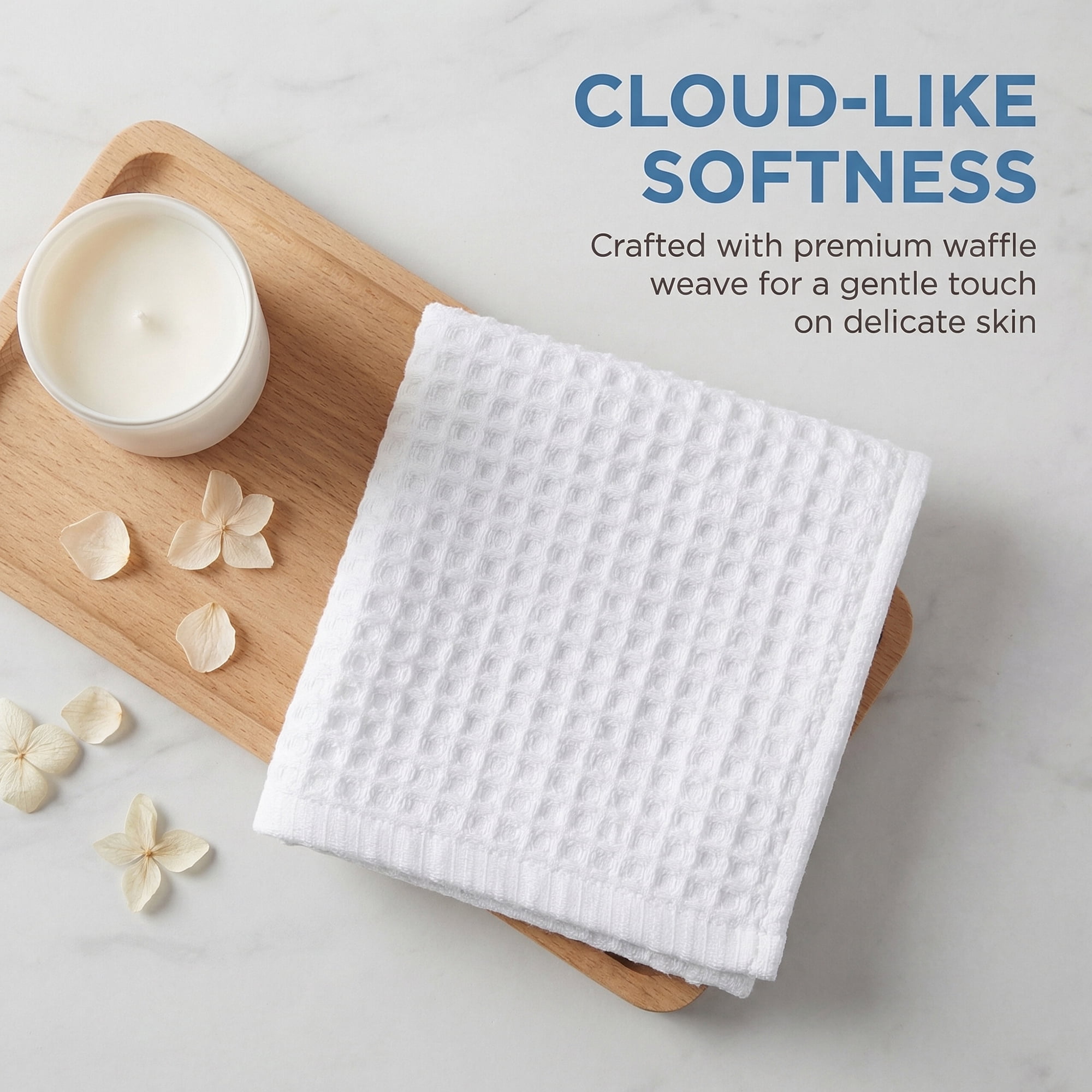 Unique Bargains Cotton Waffle Soft Quick Dry Lint Free Face Cloths 13x13in White 6pk