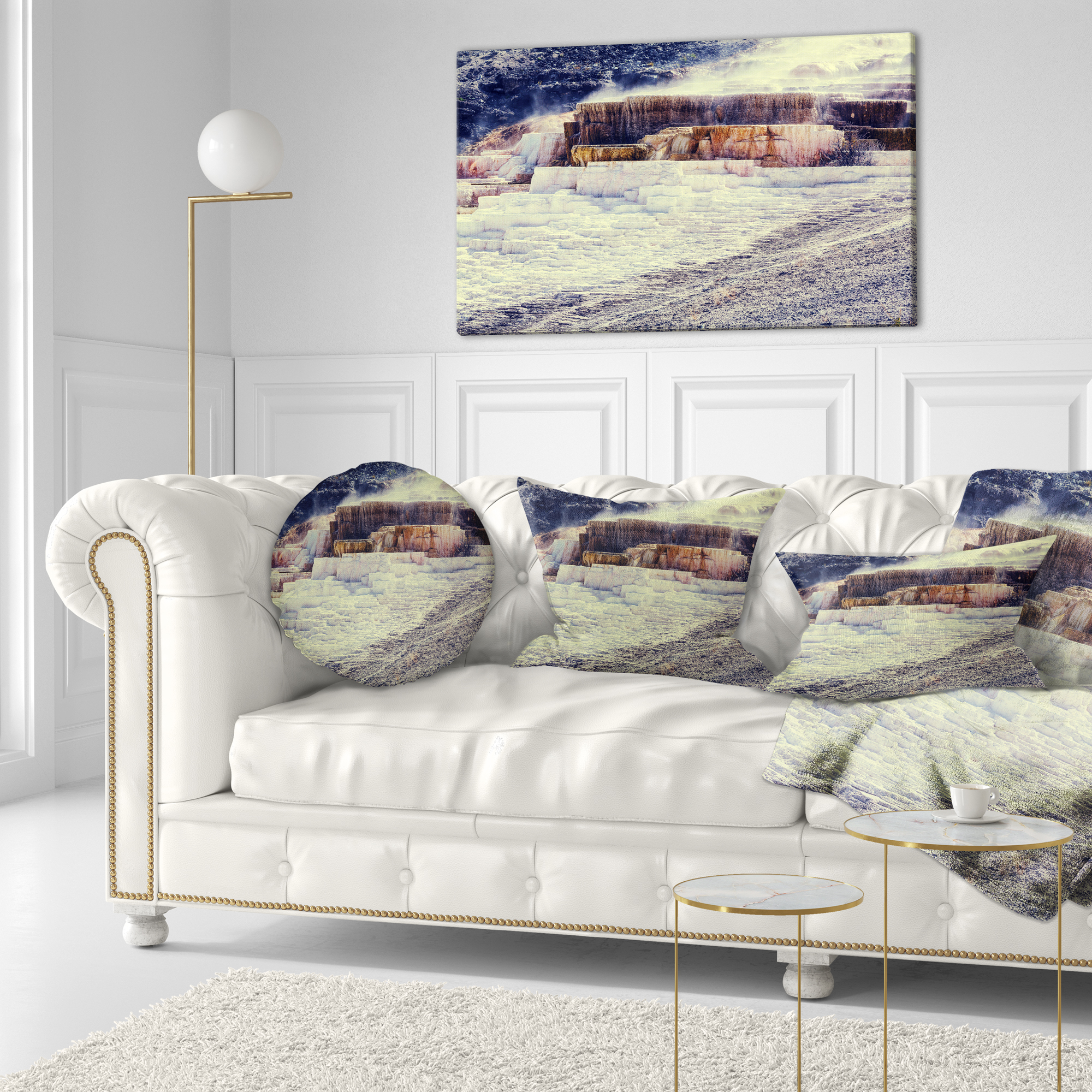 Designart Hot Springs in Yellowstone - Seascape Throw Pillow - 12x20