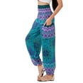 thumbnail image 1 of Joob Joob - Pantalones bohemios para mujer, pantalones de har&eacute;n hippie para mujer, c&oacute;moda ropa hippie bohemia fluida, Azul Aqua, S/M, 1 of 9