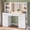 White, variant on Afuhokles Fluted Makeup Vanity Desk with Lighted Mirror and 5 Drawer, Modern Dressing Table with Charging Station for Bedroom, Oak