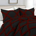 thumbnail image 3 of D.N.G. BEDDINGS 5 Piece Luxury Two Tone Diamond Ruffle Pattern Comforter Set Premium Super Soft All Season 800 Thread Count, 100% Egyptian Cotton, Full/Queen Size Burgundy/Black Solid Color, 3 of 4