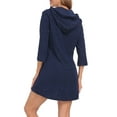 thumbnail image 4 of HDE Women's Terry Cloth Beach Cover Up Tunic Dress with Hood Maritime Navy Blue - M, 4 of 7