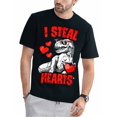 thumbnail image 1 of Camiseta de San Valentín con diseño de dinosaurio "Robo corazones" para niños y hombres., 1 of 7