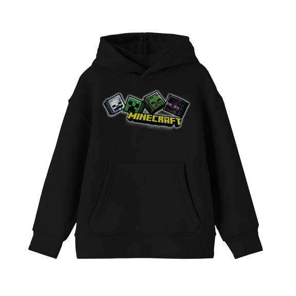 Minecraft Mob Heads Boy's Black Sweatshirt-XL