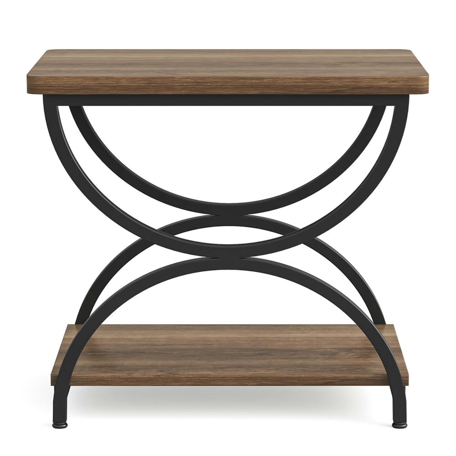 Demi Bonn Modern Rectangular Sofa Side Table with Metal Frame, 2-Tier End Table Bedside Table for Small Spaces, Living Room, Bedroom, Gray