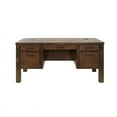 thumbnail image 3 of Rustic Half Pedestal Desk Wood Office Writing Table Fully Assembled Brown, 3 of 13