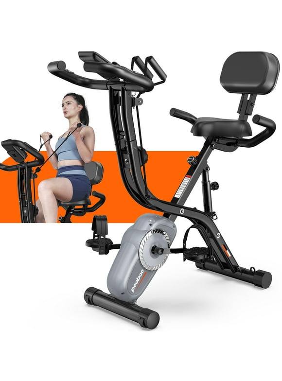 Pooboo 4-in-1 Indoor Cycling Bike Magnetic Stationary Recumbent Exercise Bikes with Seat Adjusatble for Home Cardio Workout 320lb