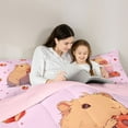 thumbnail image 5 of jejeloiu Cute Capybara Full Size Comforter Sets,Red Strawberry Doughnut Bedding Sets For Girls Boys Reversible 3-Piece, 5 of 8