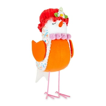 Way to Celebrate Easter Large Orange Fabric Bird op Decoration, 15"