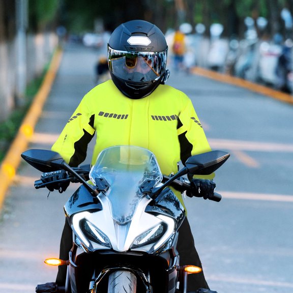 COMPUKAS 1Jgo Traje De Lluvia Amarillo Para Motocicleta Con Material Antitormenta Y Elementos Reflectantes