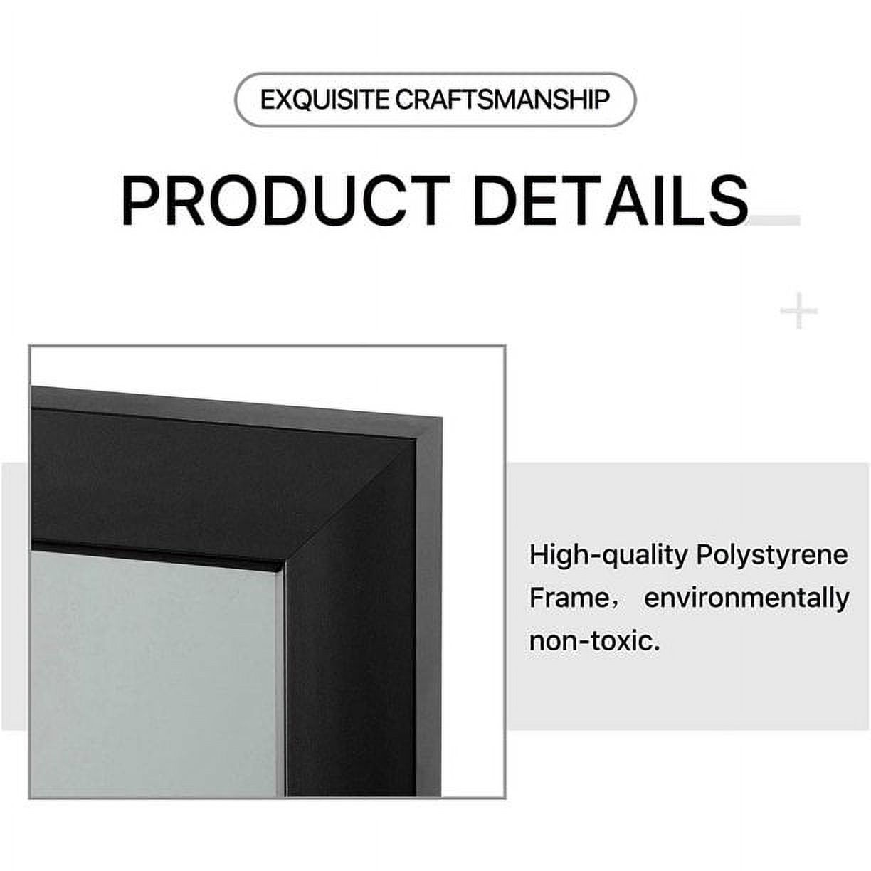 Full Length Door Mirror 55" x 12" Rectangle Wall Mirror Hanging or Leaning Against Wall for Bedroom Black (No Stand)