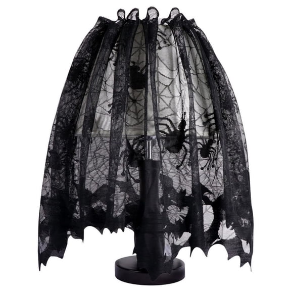 Clearance! Halloween Lamp Shade Cover Decoration, Black Lace Ribbon Spider Web Lampshades Cover Topper Scarf For Festive Party Indoor Decor Supplies, Large 25X20X1 Inch Spiderweb Lamp Shade Cover