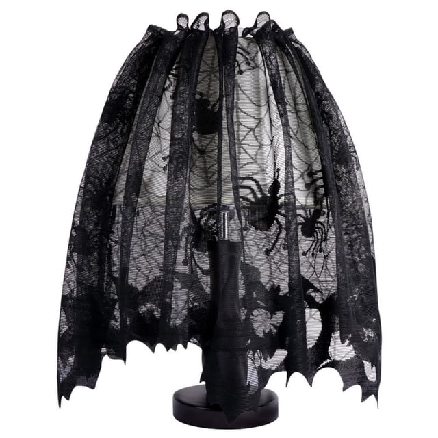 Pantalla De Lámpara De Encaje Negro De 18 X 60 Pulgadas Con Cinta Pantalla De Lámpara Negra Para Decoración De Halloween