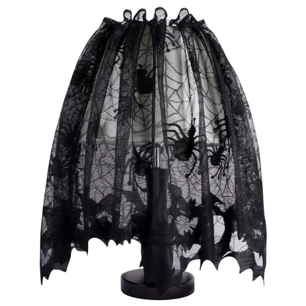 Pantalla De Lámpara De Encaje Negro De 18 X 60 Pulgadas Con Cinta Pantalla De Lámpara Negra Para Decoración De Halloween