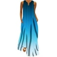 thumbnail image 2 of Ayolanni Holiday Dresses for Women Blue V-Neck Vacation Ombre Sleeveless Maxi Dresses Ladies Dresses 3x, 2 of 5