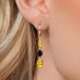 thumbnail image 3 of Gem Stone King 18K Rose Gold Plated Silver Yellow Citrine 3 Stone Dangle Earrings for Women (4.90 Cttw, Gemstone November Birthstone, Oval 8X6MM, 7X5MM and 6X4MM), 3 of 6