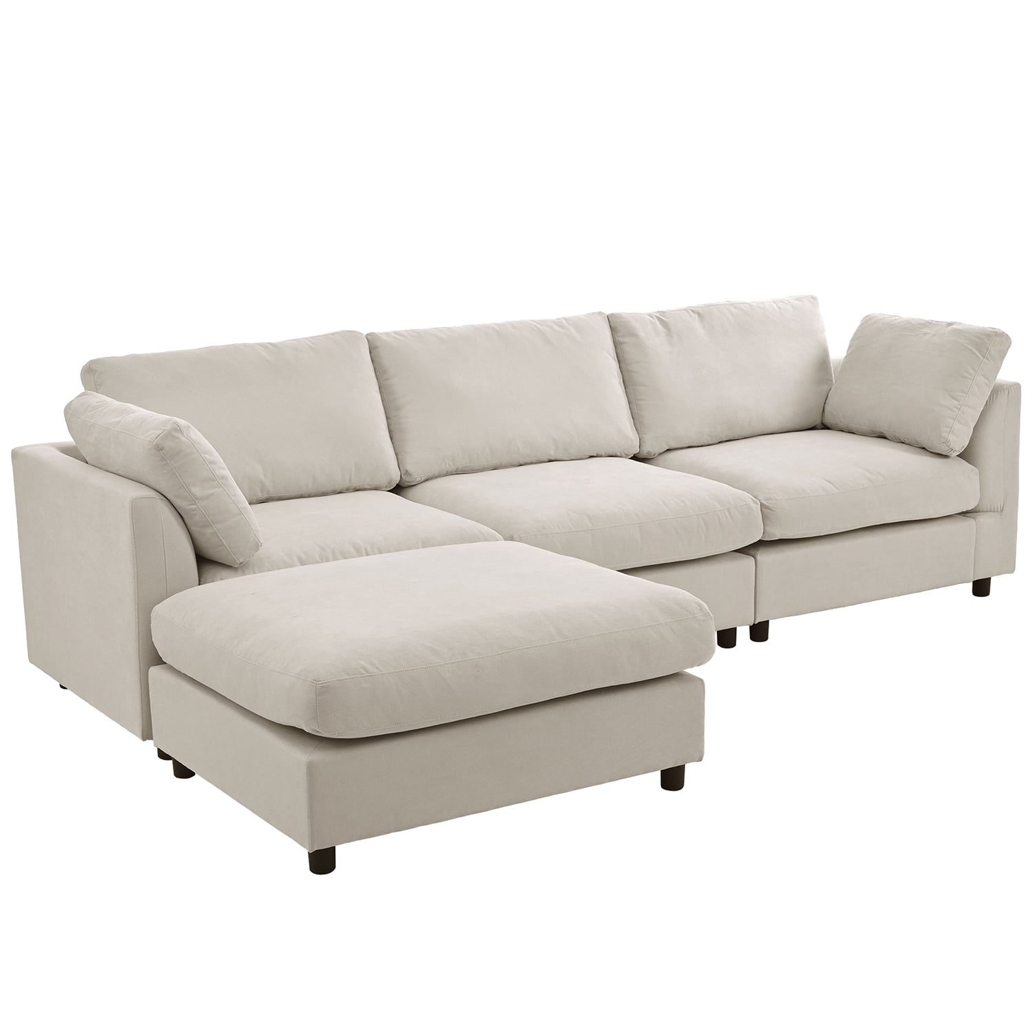 Kadyn Upholstery Convertible Sectional Sofa, L Shaped Couch with Reversible Chaise for Bedroom, Beige