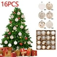 thumbnail image 3 of Fwttom 16Pcs Christmas Balls Ornaments for Xmas Tree - Champagne Gold Christmas Shatterproof Ball, Christmas Decorations for Holiday, Wedding, Party, 60mm/2.36" (Free Pendant), 3 of 6