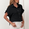 thumbnail image 4 of Camisas abotonadas para mujer poliéster informal color puro camisa básica agradable a la piel fluida para ir de compras ANGGREK Otros, 4 of 6