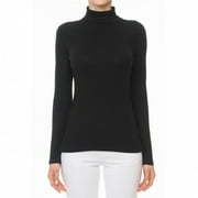 WOMEN’S RIBBED TURTLENECK LONG SLEEVE SOFT STRETCH TOP