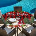 thumbnail image 6 of Red Plaid Christmas Round Tablecloth, Fitted Table Cover with Elastic for 36"-44" Round Tables, Xmas Tree Ball Snowflake Winter Gifts Table Cloth Outdoor Indoor Dinning Party Waterproof Tablecloths, 6 of 7