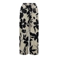 thumbnail image 5 of WTOBBY Women's Summer Floral Print Wide Leg Palazzo Pants with High Waist Elastic Drawstring Side Pockets and Casual Design for Everyday Wear ,Black L, 5 of 7