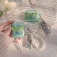 thumbnail image 4 of Compatible con funda para Airpods con niñas, diseño de mariposa con purpurina transparente y suave, funda de TPU suave para Airpods 2 y 1, linda para Airpods (verde menta), 4 of 5