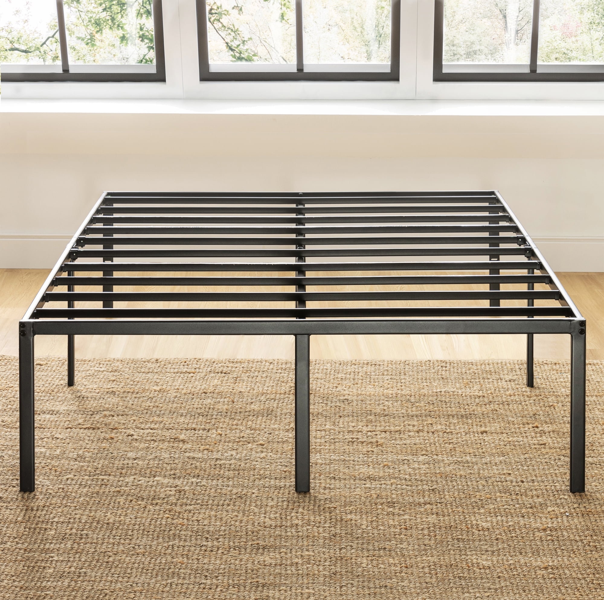Best Price Mattress 18" Metal Platform Bed Frame, Heavy-Duty Steel Slats, Black, Queen