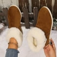 thumbnail image 6 of Aueoeo Womens Winter Flat Boots Furs Snow Boots Ankle Booties Fuzzy Warm Short Boots for Girl Side Zip Boots Brown, 6 of 6
